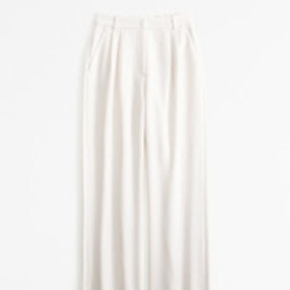 Curve Love A&F Sloane Tailored Wide Leg Pant White Size 30
